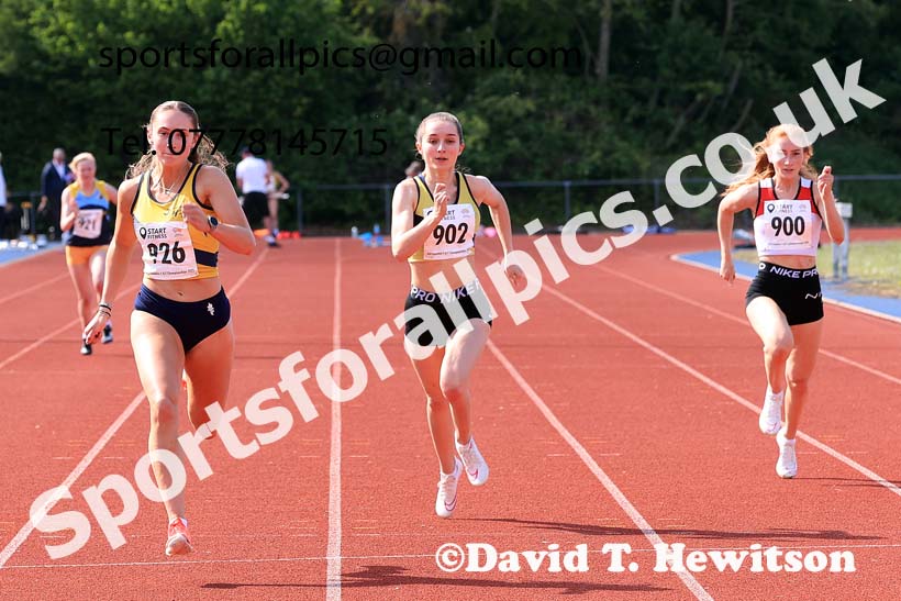 Senior womens 100 metres, 2025 North Eastern Track and Field Champs., Shildon, County Durham. Photo: David T. Hewitson/Sports for All Pics